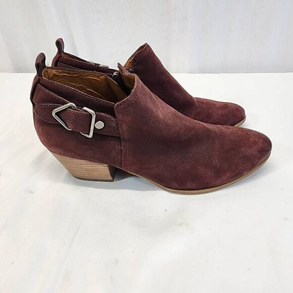 Franco Sarto Boots Garfield Ankle Booties Red Burgundy Block Heels Size 7.5 - Picture 6 of 9